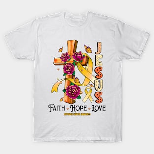 Appendix Cancer Awareness - Jesus Cross ribbon Faith T-Shirt